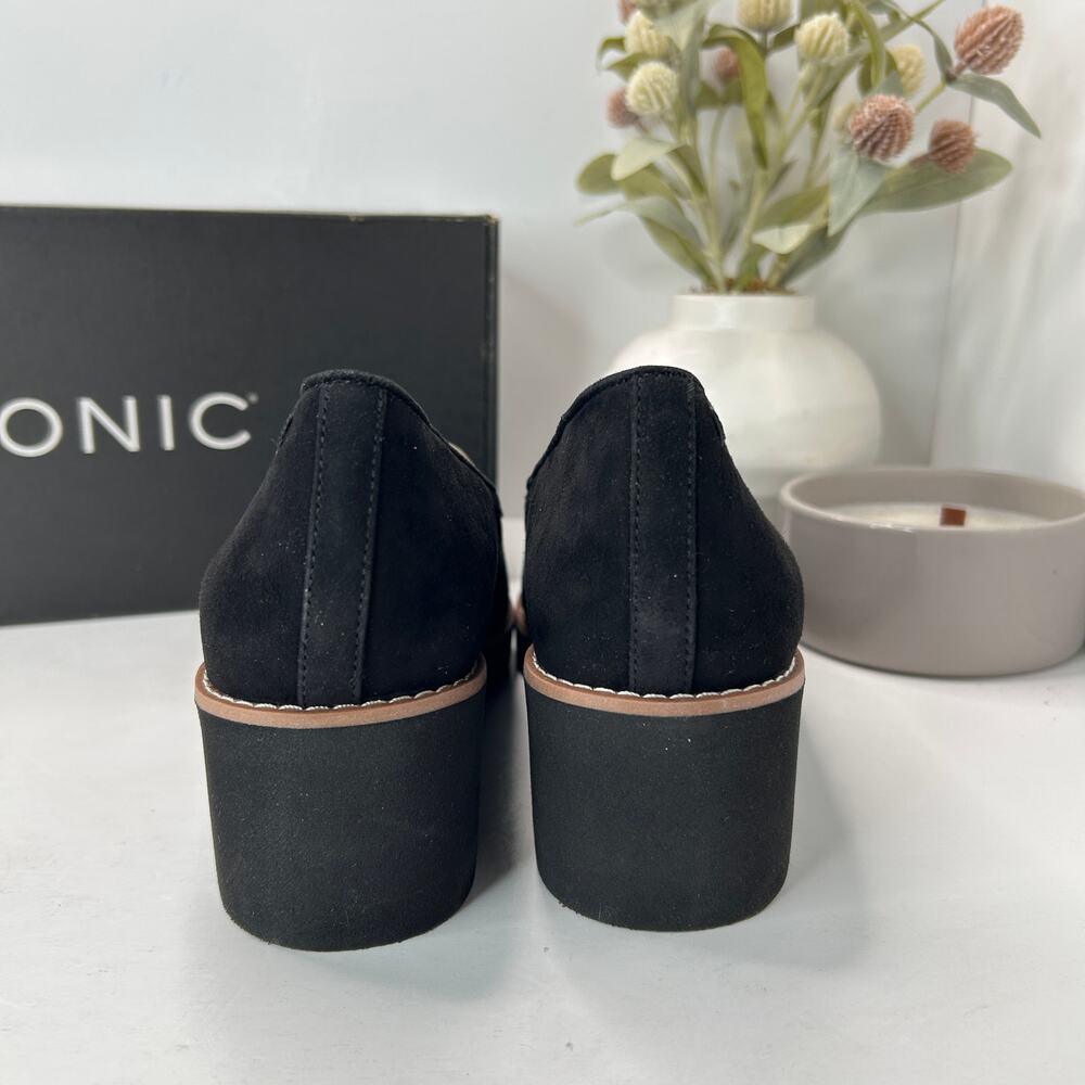 Vionic Willa Wedge Loafers Suede Slip On Black Women's 9 NWB Career Minimalist - Picture 4 of 12